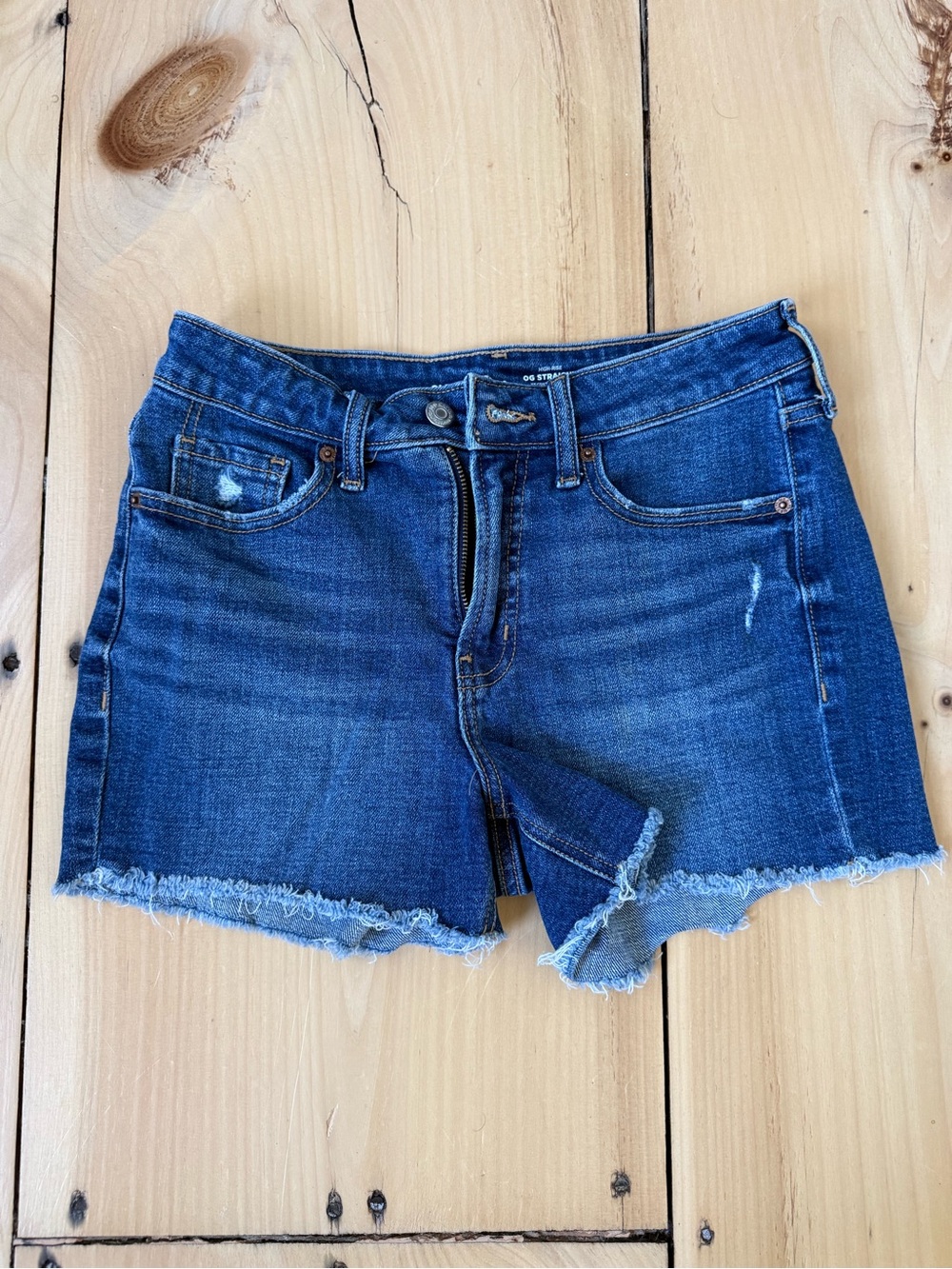 Old Navy Dark Blue Frayed Hem Denim Shorts